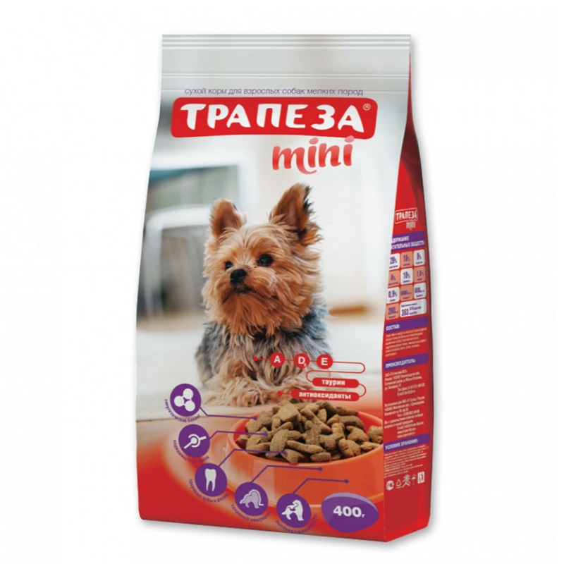 Трапеза сухой корм для взрослых собак миниатюрных пород - 400 г | Купить в Санкт-Петербурге